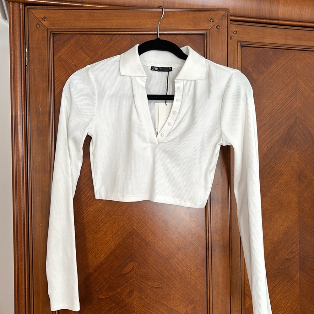 Zara White cropped top